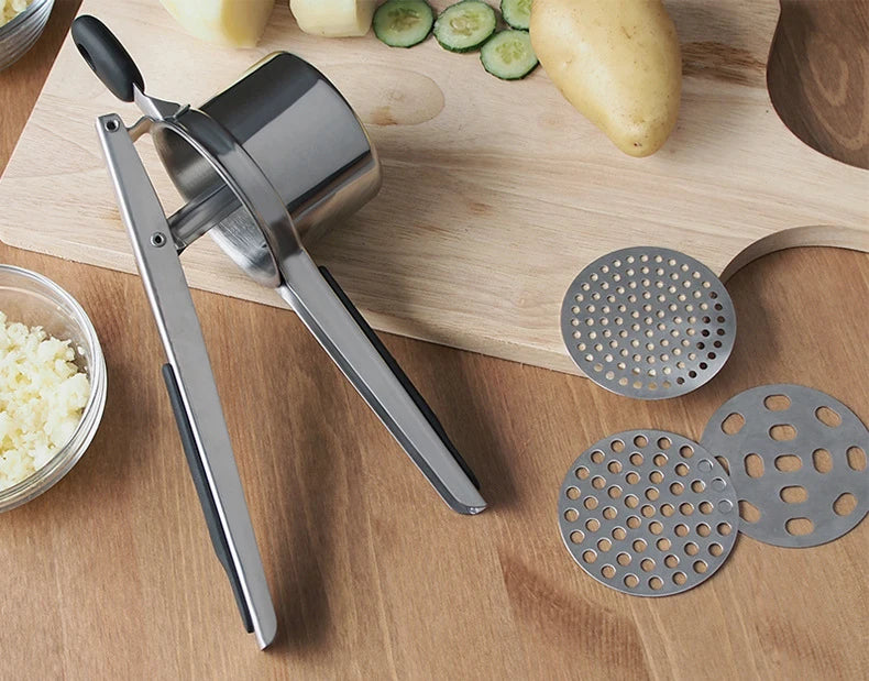 Stainless Steel Potato Ricer with 3 Interchangeable Fineness Discs Silicone Grip Handle kitchen tools by Leeseph