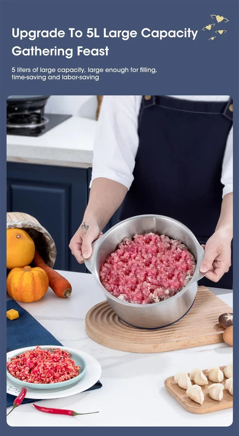 New large-capacity 5L stainless steel automatic meat grinder home blender multi-function cooking machine multi-speed adjustment