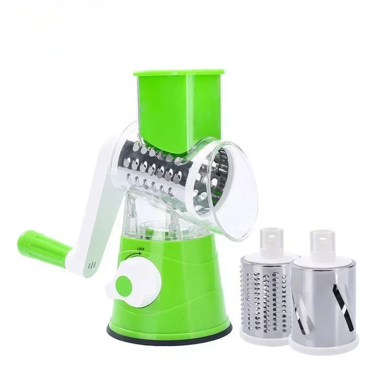 Kitchen Vegetable Chopper with 3 Sharp Drums Machine Rotary Hand Cranked Shredder Vegetable Cheese Slicer Household Kitchen Tool