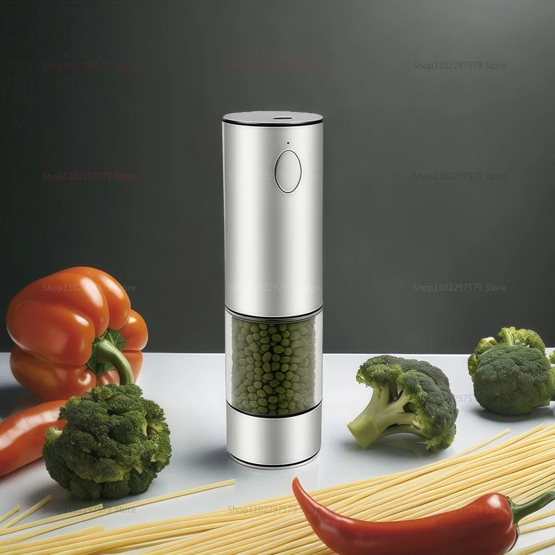 Electric Pepper Grinder 2pcs USB Rechargeable Automatic Pepper and Salt Adjustable Pepper Grinder with LED Lighting Cooking Tool