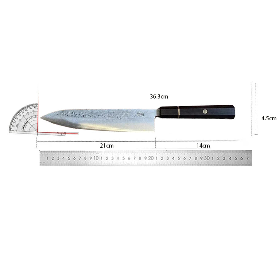 8.3 Inch Chef Knife Stainless Silver Steel No. 3 Blade Ebony Handle Sharp Cleaver Meat Slicing Vegetables Japanese Kitchen Knife