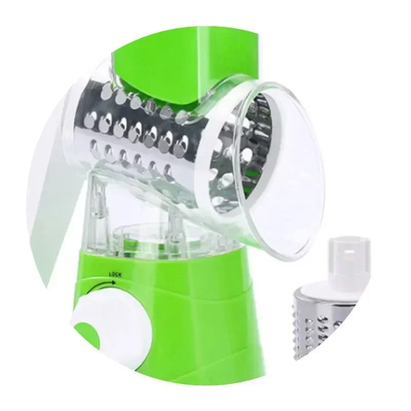 Kitchen Vegetable Chopper with 3 Sharp Drums Machine Rotary Hand Cranked Shredder Vegetable Cheese Slicer Household Kitchen Tool