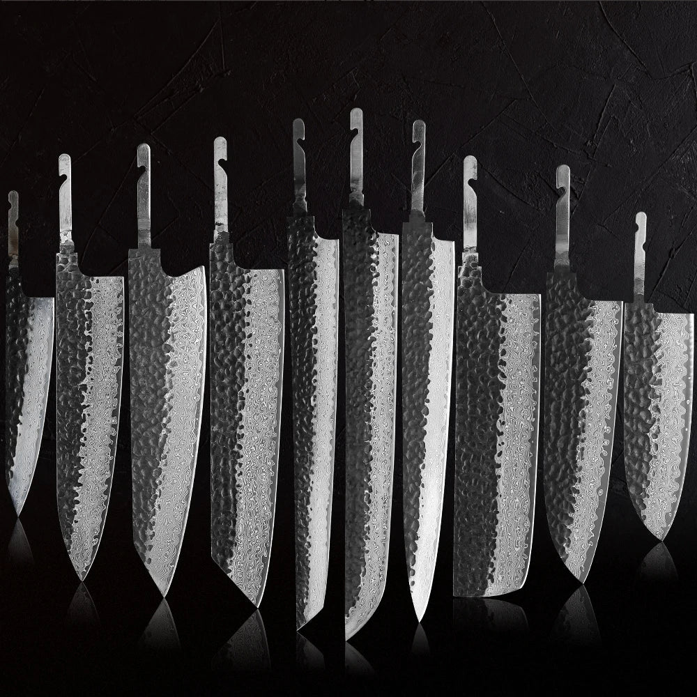 TURWHO Japanese Chef Knife Blank Blade DIY Handle Forged Damascus Steel VG10 Kitchen Knives Set Handmade Making Tools No Handle
