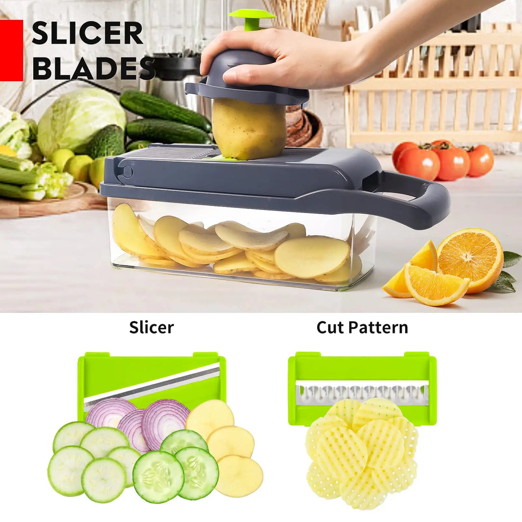 15 Blades Heavy Duty Vegetable Chopper - Onion Garlic Dicer with Container, Effortless Food Prep for Kitchen Home Cooking