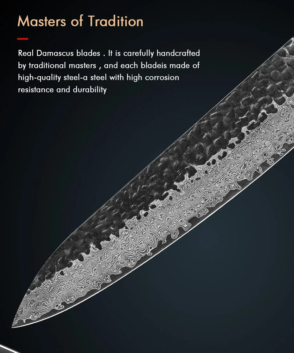 TURWHO Japanese Chef Knife Blank Blade DIY Handle Forged Damascus Steel VG10 Kitchen Knives Set Handmade Making Tools No Handle