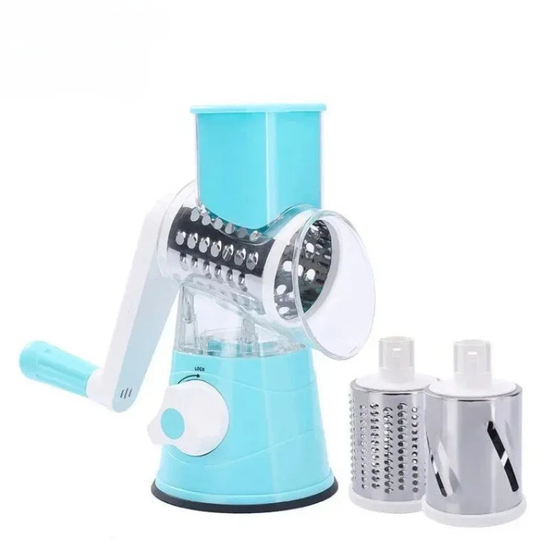 Kitchen Vegetable Chopper with 3 Sharp Drums Machine Rotary Hand Cranked Shredder Vegetable Cheese Slicer Household Kitchen Tool