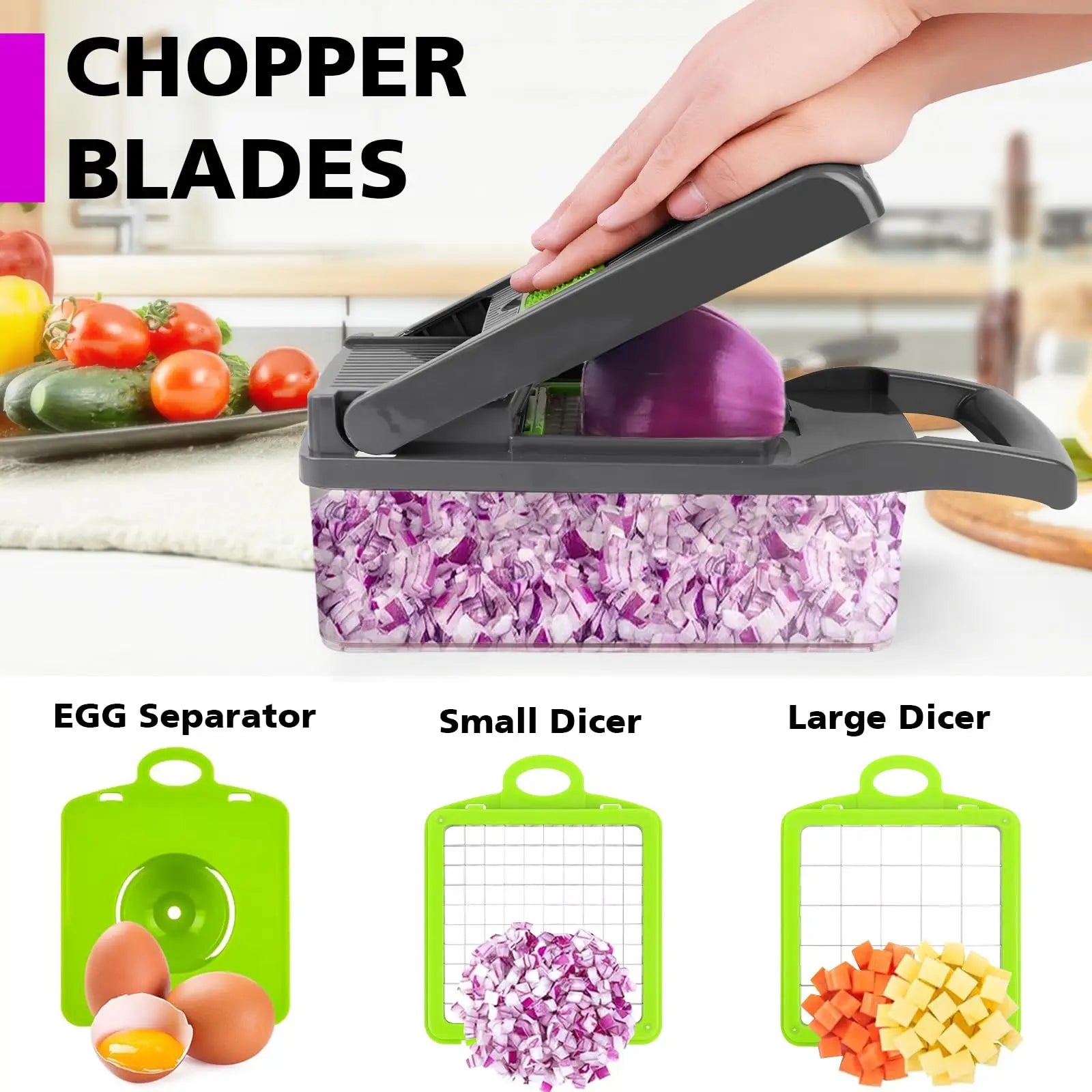 15 Blades Heavy Duty Vegetable Chopper - Onion Garlic Dicer with Container, Effortless Food Prep for Kitchen Home Cooking