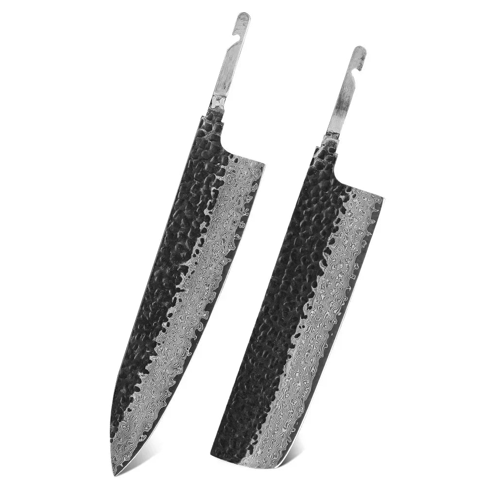TURWHO Japanese Chef Knife Blank Blade DIY Handle Forged Damascus Steel VG10 Kitchen Knives Set Handmade Making Tools No Handle