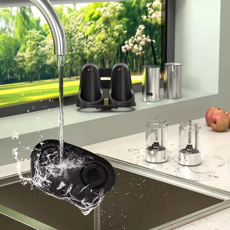 2pcs Electric Salt and Pepper Grinders Set Capacity 190ML USB Rechargeable Base Adjustable Coarseness Spice Mill Kitchen Tools