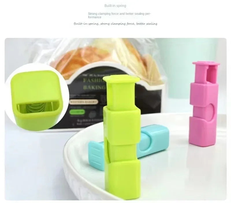 12 PCS Squeeze Bread Bag Clips Reusable Fresh Food Seal Plastic Clip Snack Bag Seal Spring Clip Home Kitchen Storage