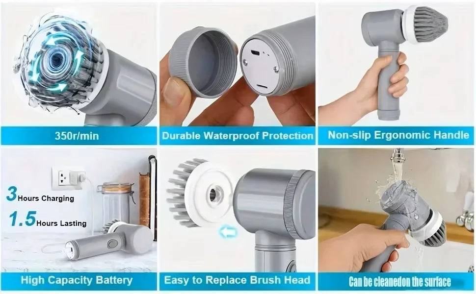 Xiaomi MIJIA 6-in-1 Electric Scrubber Cleaning Brush Home Appliance Wireless Electric Floor Scrubber Replaceable Brush Head Home