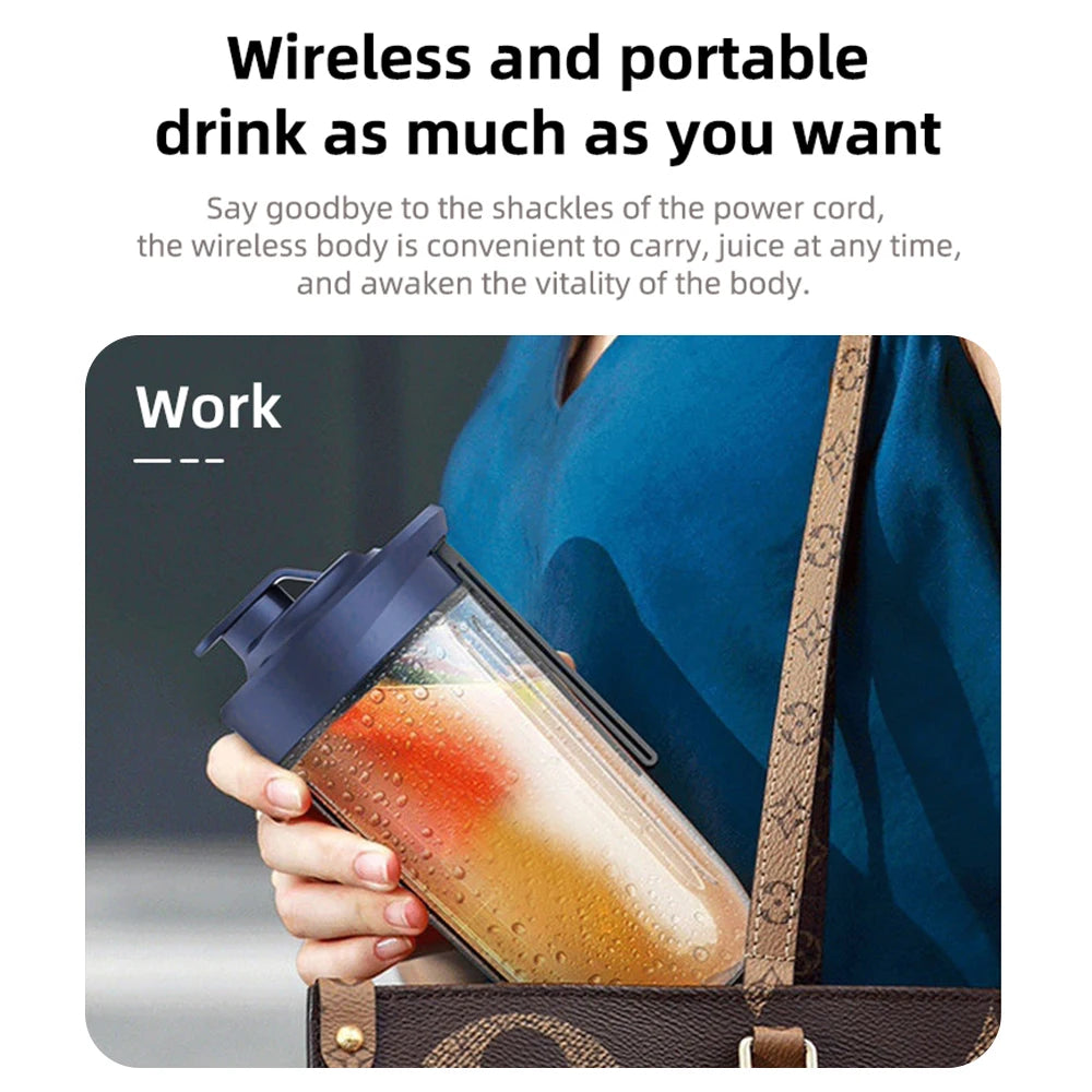 6 Blades Electric Juicer Cup 2 Cups For Travel Portable Juicer Mixer Usb Charge Fresh Fruit Juice Personal Blender Smoothie