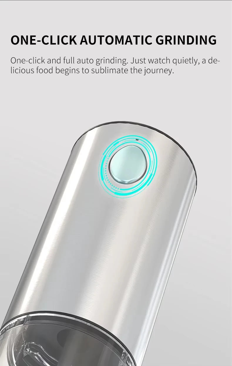 2pcs Electric Salt and Pepper Grinders Set Capacity 190ML USB Rechargeable Base Adjustable Coarseness Spice Mill Kitchen Tools