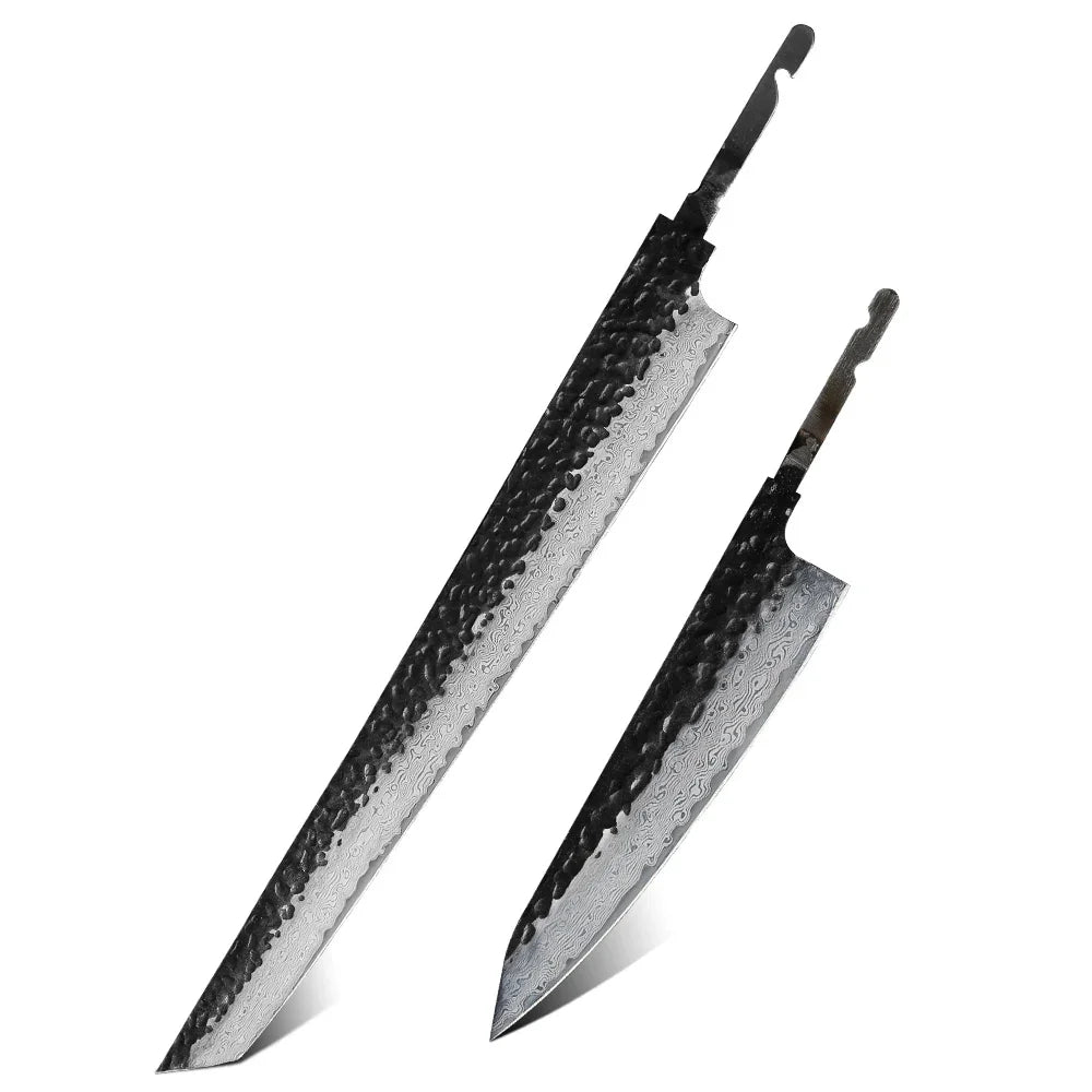 TURWHO Japanese Chef Knife Blank Blade DIY Handle Forged Damascus Steel VG10 Kitchen Knives Set Handmade Making Tools No Handle