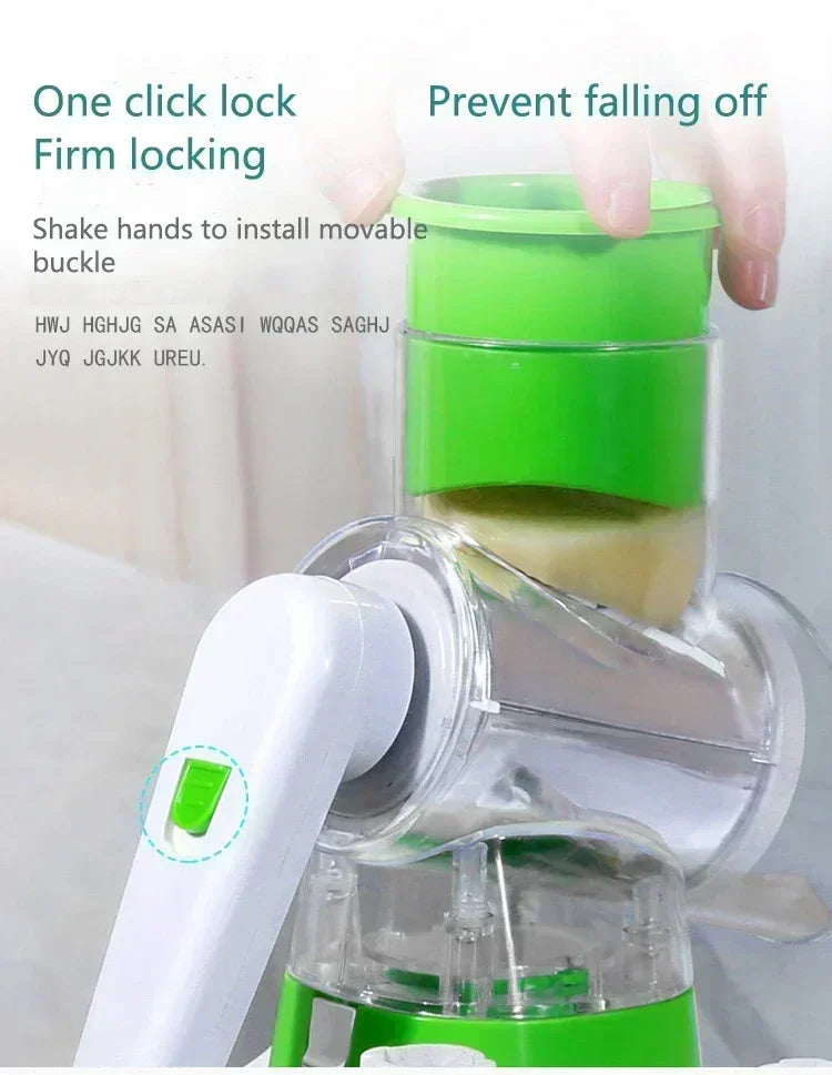 Kitchen Vegetable Chopper with 3 Sharp Drums Machine Rotary Hand Cranked Shredder Vegetable Cheese Slicer Household Kitchen Tool