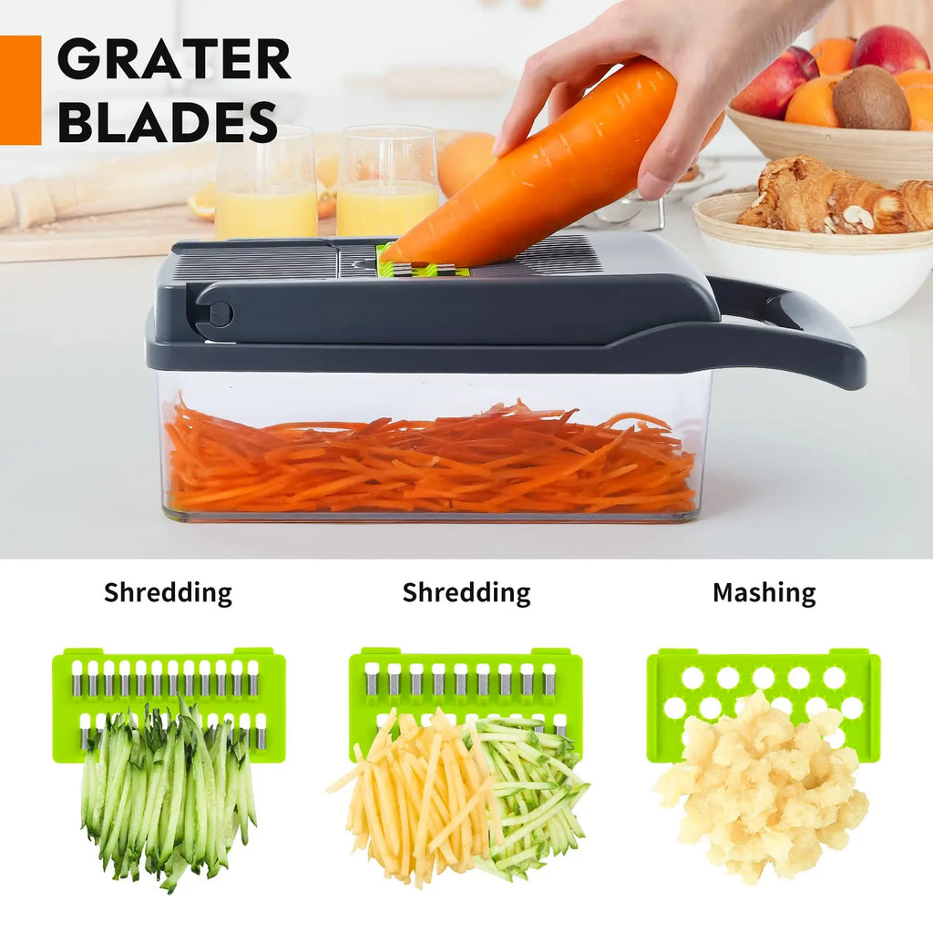 15 Blades Heavy Duty Vegetable Chopper - Onion Garlic Dicer with Container, Effortless Food Prep for Kitchen Home Cooking