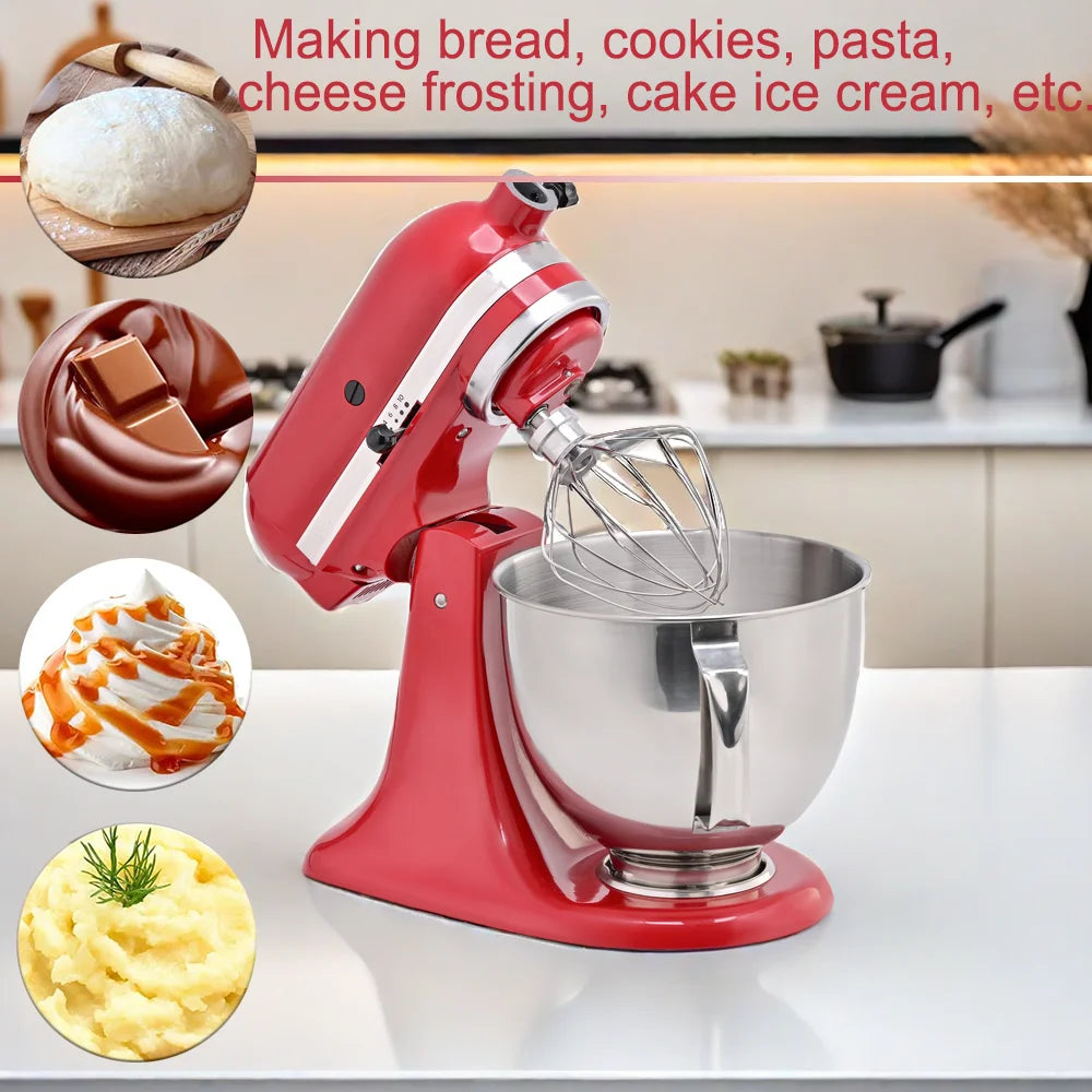 Stainless Steel Mixer Bowl for KitchenAid Artisan&Classic Series 4.5-5 QT Tilt-Head Mixer 5 Quart Mixing Bowl with Handle