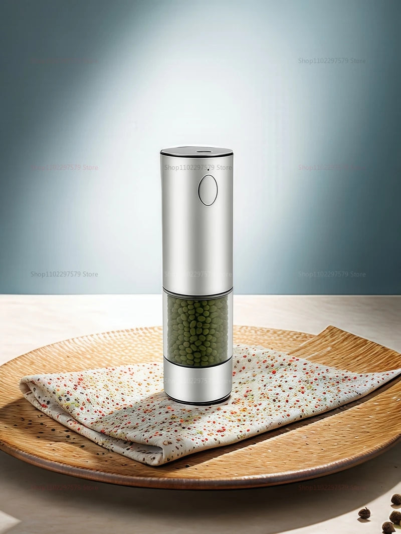 Electric Pepper Grinder 2pcs USB Rechargeable Automatic Pepper and Salt Adjustable Pepper Grinder with LED Lighting Cooking Tool