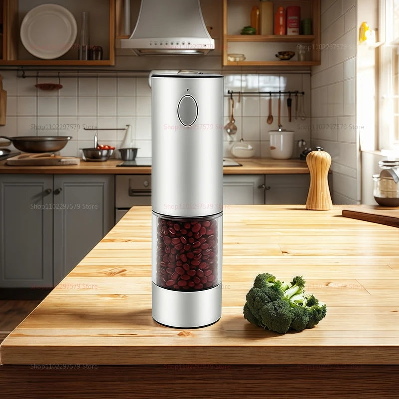 Electric Pepper Grinder 2pcs USB Rechargeable Automatic Pepper and Salt Adjustable Pepper Grinder with LED Lighting Cooking Tool