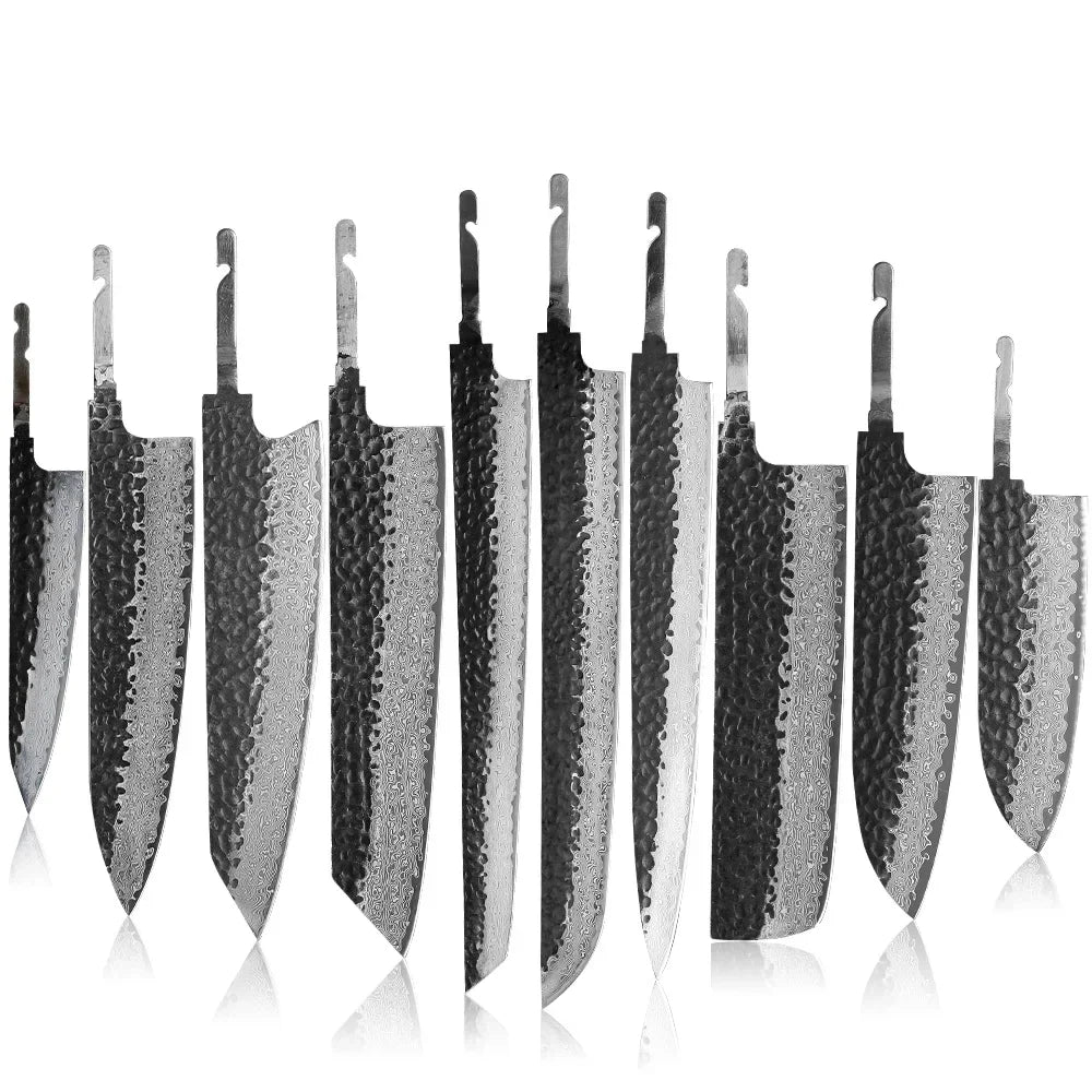 TURWHO Japanese Chef Knife Blank Blade DIY Handle Forged Damascus Steel VG10 Kitchen Knives Set Handmade Making Tools No Handle