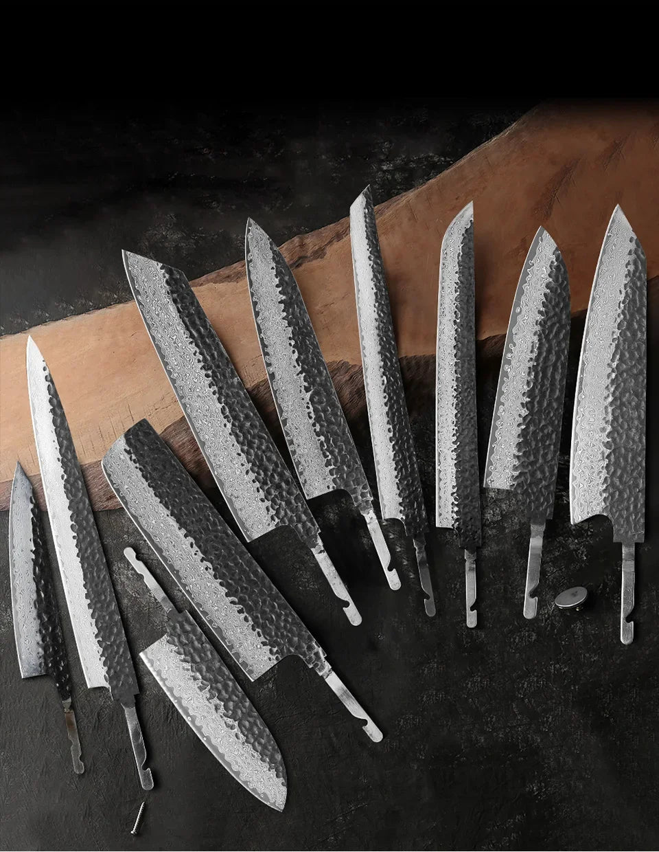 TURWHO Japanese Chef Knife Blank Blade DIY Handle Forged Damascus Steel VG10 Kitchen Knives Set Handmade Making Tools No Handle