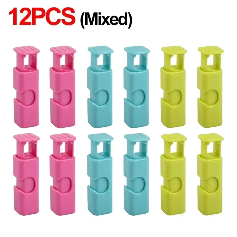 12 PCS Squeeze Bread Bag Clips Reusable Fresh Food Seal Plastic Clip Snack Bag Seal Spring Clip Home Kitchen Storage