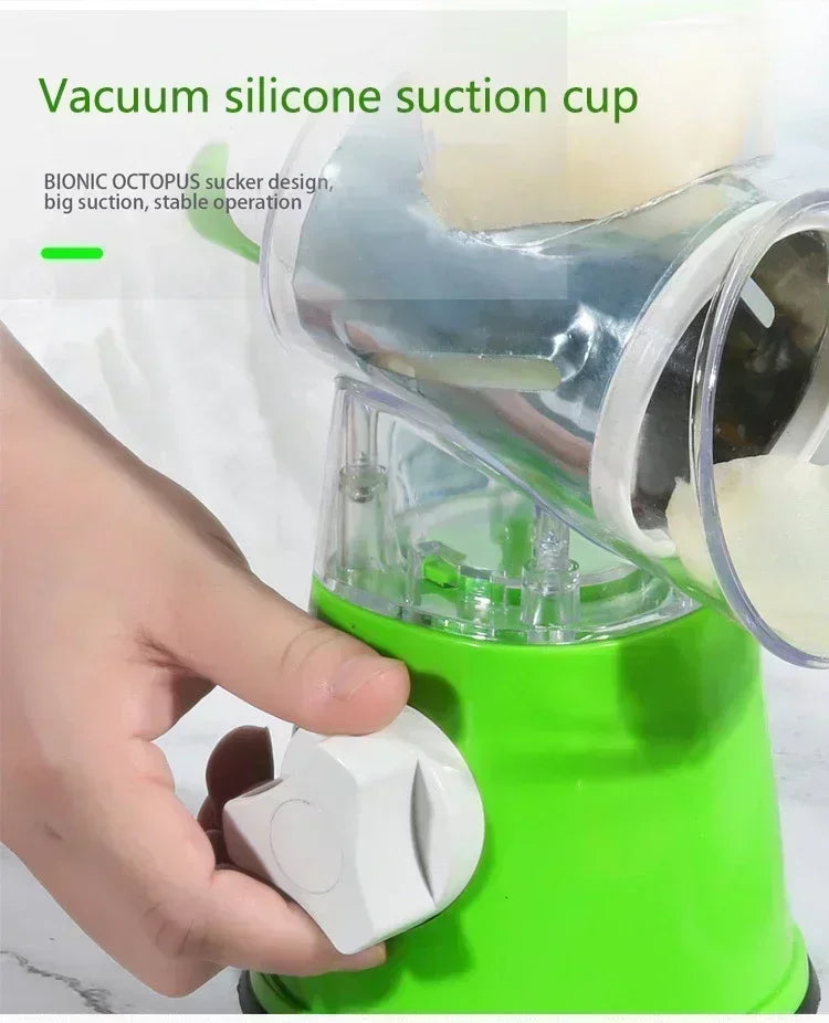 Kitchen Vegetable Chopper with 3 Sharp Drums Machine Rotary Hand Cranked Shredder Vegetable Cheese Slicer Household Kitchen Tool