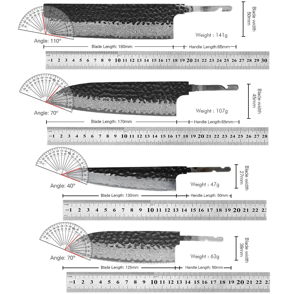 TURWHO Japanese Chef Knife Blank Blade DIY Handle Forged Damascus Steel VG10 Kitchen Knives Set Handmade Making Tools No Handle
