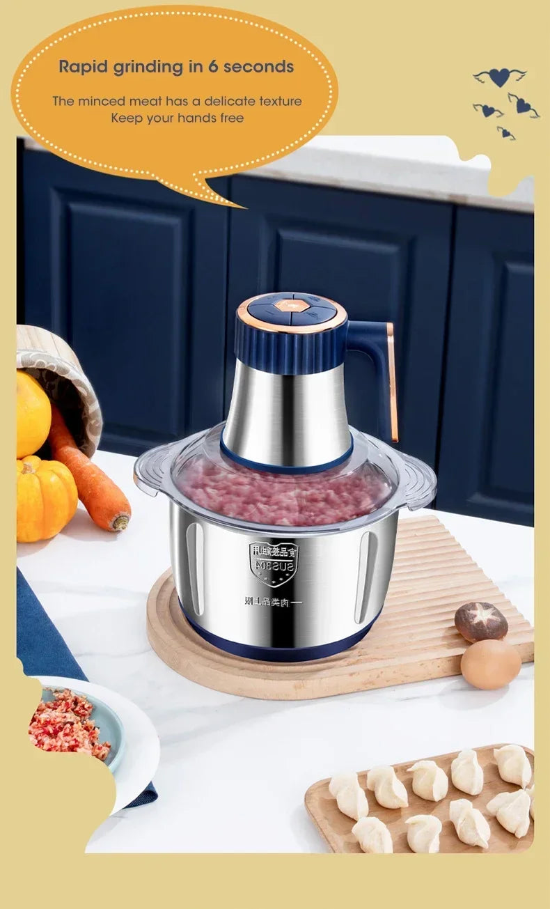 New large-capacity 5L stainless steel automatic meat grinder home blender multi-function cooking machine multi-speed adjustment