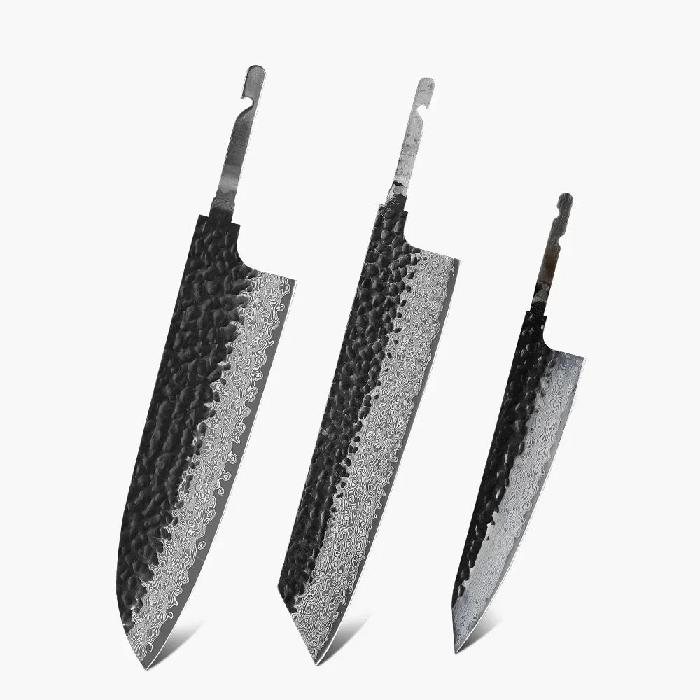 TURWHO Japanese Chef Knife Blank Blade DIY Handle Forged Damascus Steel VG10 Kitchen Knives Set Handmade Making Tools No Handle