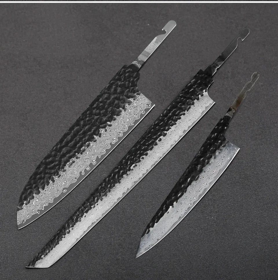 TURWHO Japanese Chef Knife Blank Blade DIY Handle Forged Damascus Steel VG10 Kitchen Knives Set Handmade Making Tools No Handle