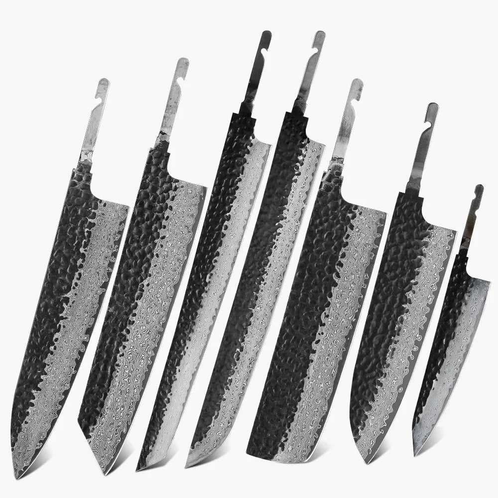 TURWHO Japanese Chef Knife Blank Blade DIY Handle Forged Damascus Steel VG10 Kitchen Knives Set Handmade Making Tools No Handle