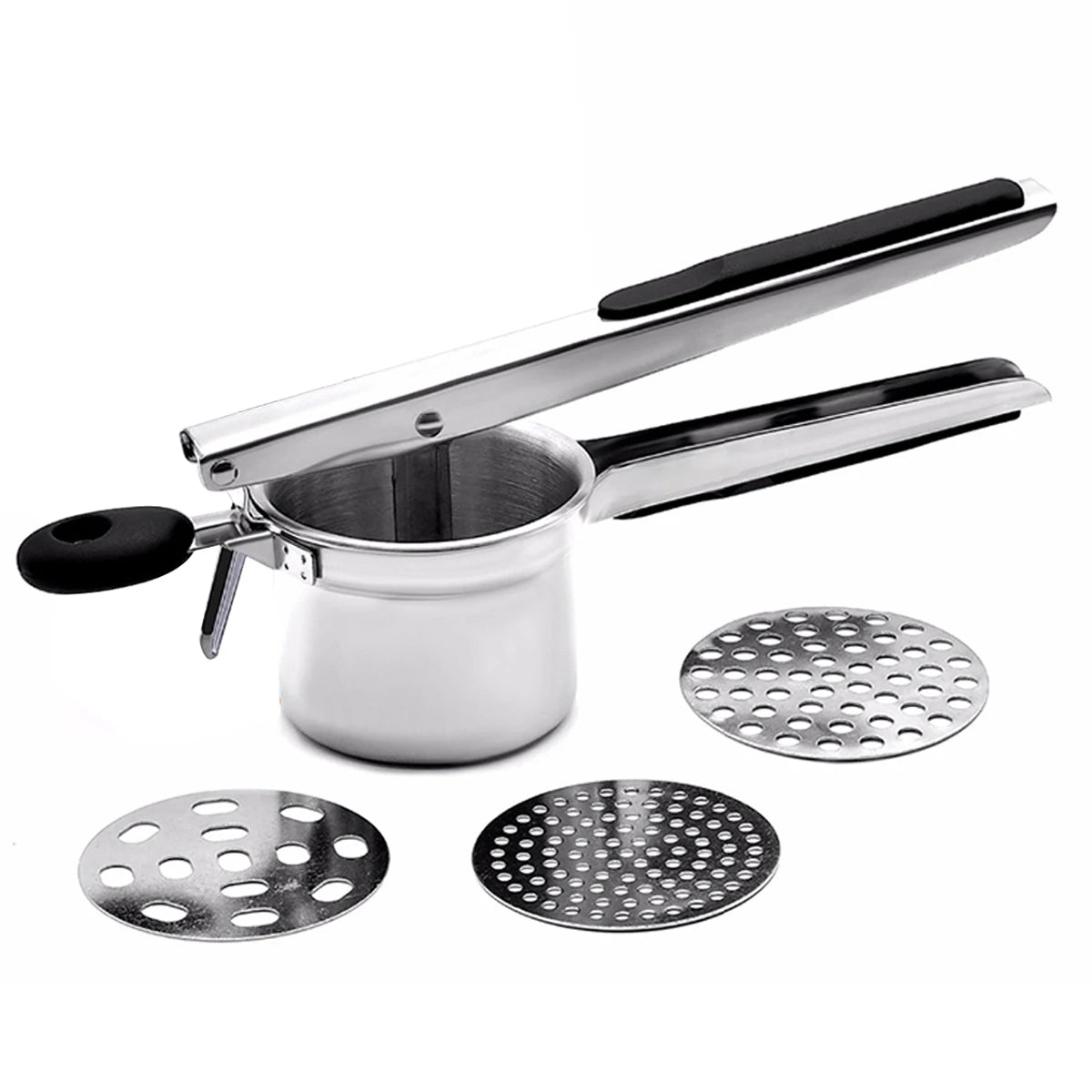 Stainless Steel Potato Ricer with 3 Interchangeable Fineness Discs Silicone Grip Handle kitchen tools by Leeseph