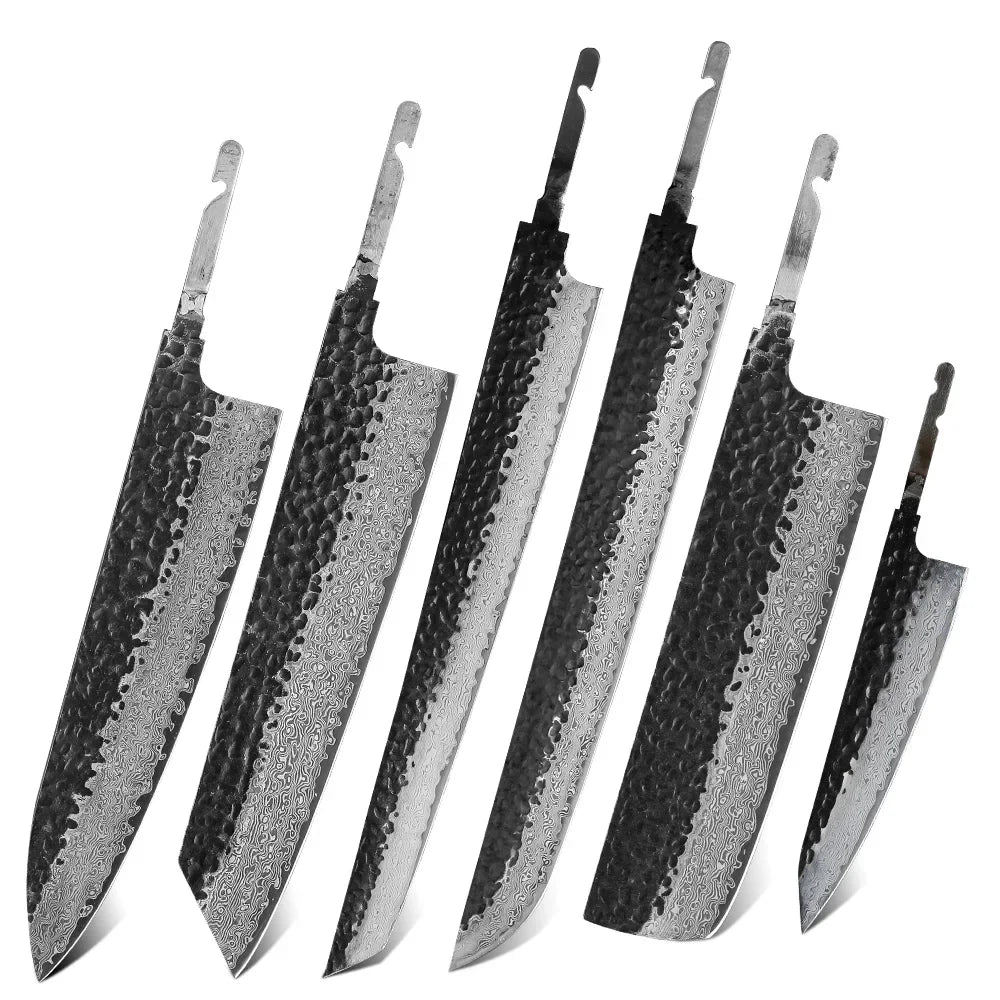 TURWHO Japanese Chef Knife Blank Blade DIY Handle Forged Damascus Steel VG10 Kitchen Knives Set Handmade Making Tools No Handle