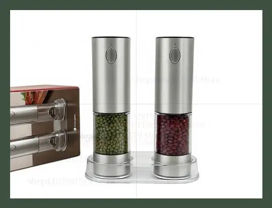 Electric Pepper Grinder 2pcs USB Rechargeable Automatic Pepper and Salt Adjustable Pepper Grinder with LED Lighting Cooking Tool