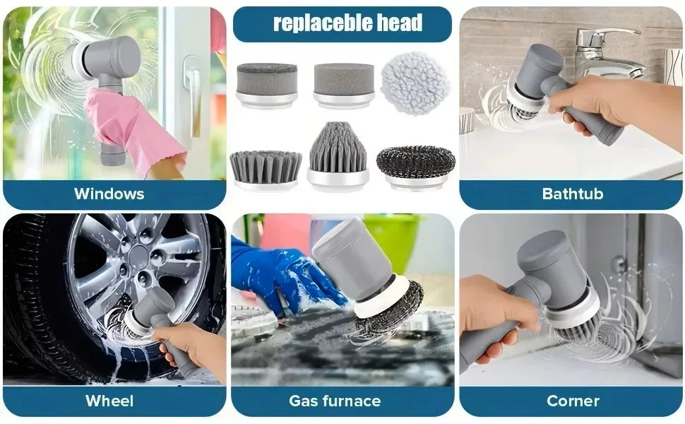 Xiaomi MIJIA 6-in-1 Electric Scrubber Cleaning Brush Home Appliance Wireless Electric Floor Scrubber Replaceable Brush Head Home