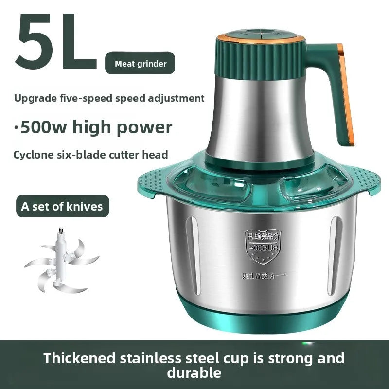 New large-capacity 5L stainless steel automatic meat grinder home blender multi-function cooking machine multi-speed adjustment