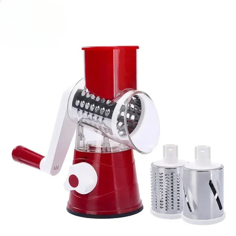 Kitchen Vegetable Chopper with 3 Sharp Drums Machine Rotary Hand Cranked Shredder Vegetable Cheese Slicer Household Kitchen Tool