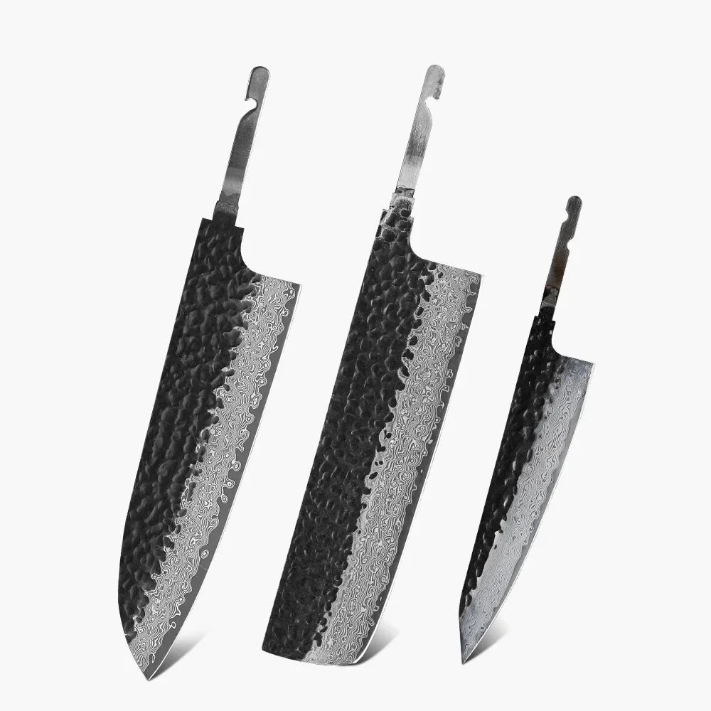 TURWHO Japanese Chef Knife Blank Blade DIY Handle Forged Damascus Steel VG10 Kitchen Knives Set Handmade Making Tools No Handle