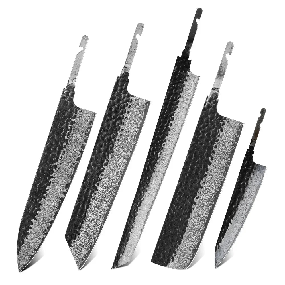 TURWHO Japanese Chef Knife Blank Blade DIY Handle Forged Damascus Steel VG10 Kitchen Knives Set Handmade Making Tools No Handle